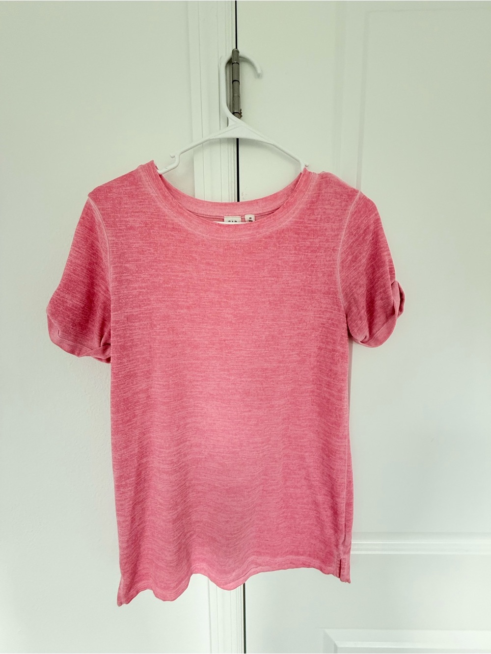 GAP Pink Heathered Short Sleeve Crewneck Top